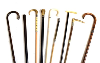 Lot 181 - Assorted sticks, canes and parasols including horn handled