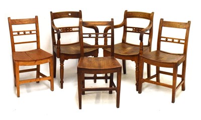 Lot 470 - Group of five early 19th Century saddle seat chairs