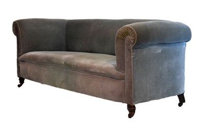 Lot 393 - Edwardian blue plush-upholstered Chesterfield-Style settee