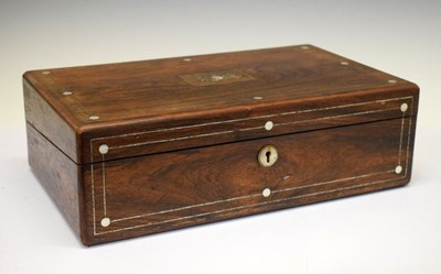 Lot 365 - Victorian inlaid rosewood lap desk