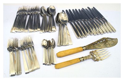 Lot 419 - Plated flatware and fish servers