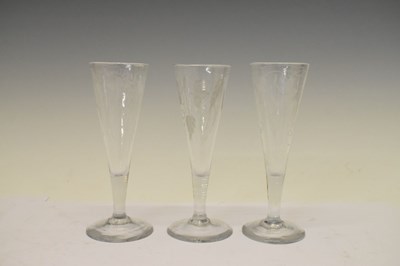 Lot 235 - Three etched hop glasses