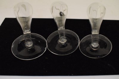 Lot 235 - Three etched hop glasses