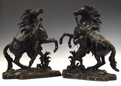 Lot 252 - After Guillaume Coustou, (1677-1746) - Large pair of 19th Century bronze Marly Horses