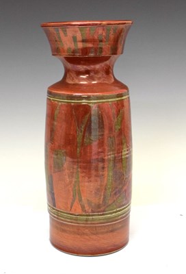 Lot 256 - Studio Pottery - David Tipler stoneware vase with red lustre decoration