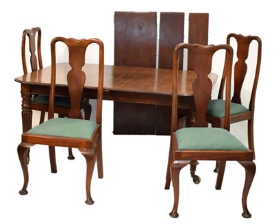 Lot 550 - Victorian mahogany dining table with three leaves and set of four dining chairs