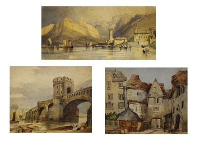 Lot 531 - Reginald Eager - two watercolours - bridge and lake scene