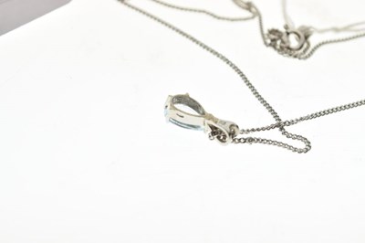 Lot 42 - 9ct white gold and aquamarine pendant