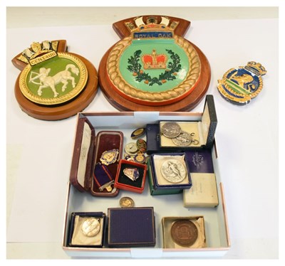 Lot 314 - Naval Interest - Naval wall plaques, WWI medal and medallions