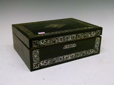 Lot 541 - Victorian mother of pearl-inlaid box and contents