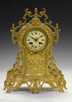 Lot 335 - 20th Century brass cased mantel clock