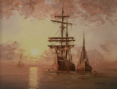 Lot 475 - L. Alexis - Oil on canvas - Ships at sea