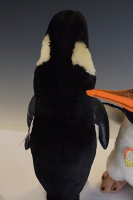Lot 408 - Four Steiff penguins, Mole & Merrythought mole