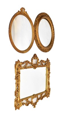 Lot 517 - Group of three gilt mirrors to include convex mirror etc