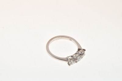 Lot 5 - Three stone diamond 18ct white gold ring