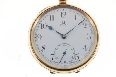 Lot 106 - Omega - 9ct gold open faced pocket watch