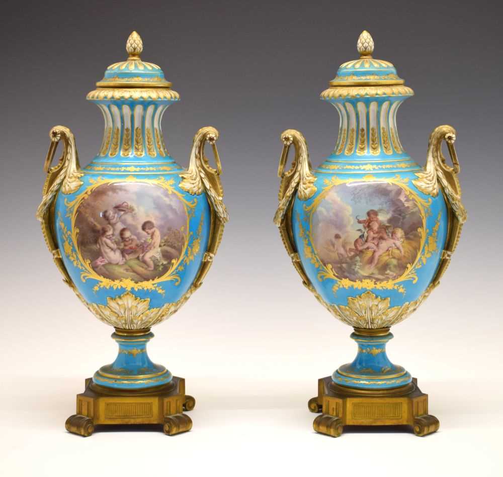 Lot 322 - Fine pair of 19th Century French porcelain vases