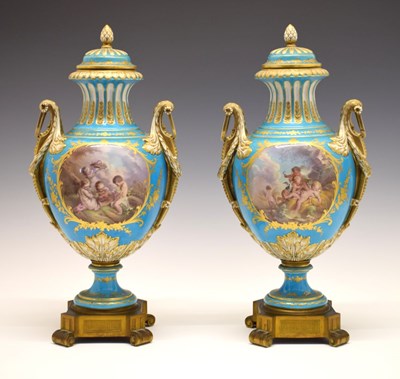 Lot 364 - Fine pair of 19th Century French porcelain vases