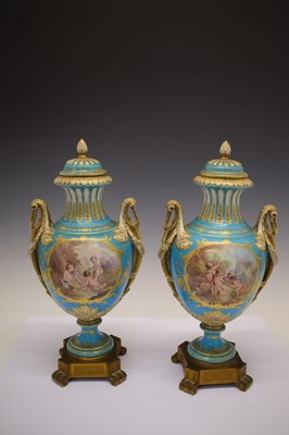 Lot 322 - Fine pair of 19th Century French porcelain vases