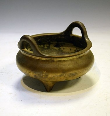 Lot 292 - Chinese bronze tripod incense burner, cauldron form