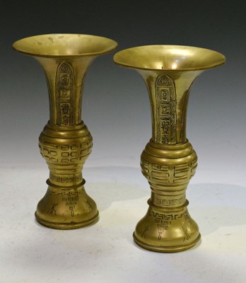 Lot 321 - Pair of Chinese polished bronze vases