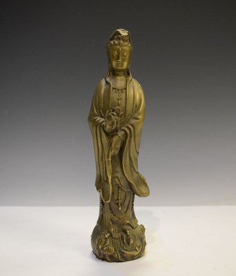 Lot 294 - Chinese polished bronze figure of Kwanyin (Guanyin)