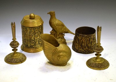 Lot 296 - Group of English and Continental brass wares