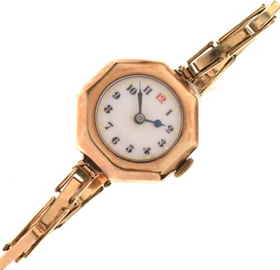 Lot 101 - Lady's 9ct gold gold cocktail watch