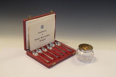 Lot 119 - Boxed silver spoons and tortoiseshell lidded jar