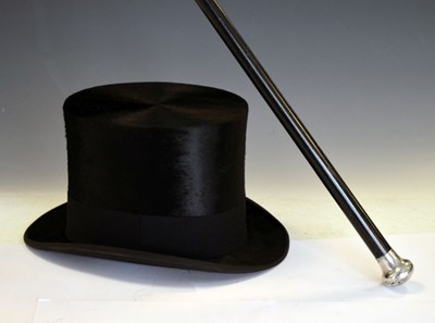 Lot 179 - A.J. White Ltd boxed top hat, together with silver topped cane