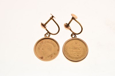 Lot 77 - Pair of gold Iranian earrings