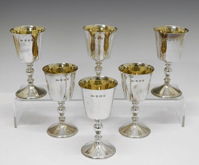 Lot 204 - Cased set of six Elizabeth II silver goblets
