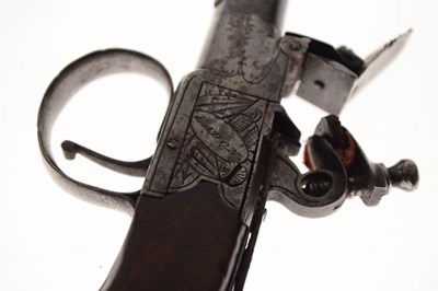 Lot 332 - Early 19th Century small-bore flintlock boxlock muff pistol by Eadon, Lancaster