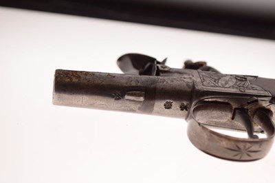 Lot 332 - Early 19th Century small-bore flintlock boxlock muff pistol by Eadon, Lancaster