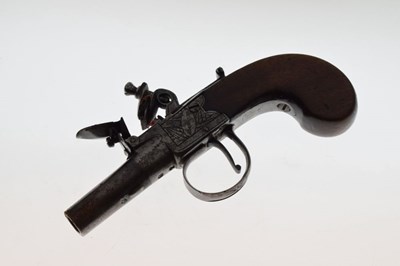 Lot 332 - Early 19th Century small-bore flintlock boxlock muff pistol by Eadon, Lancaster