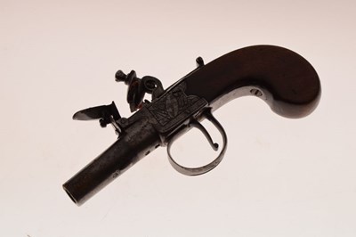 Lot 332 - Early 19th Century small-bore flintlock boxlock muff pistol by Eadon, Lancaster