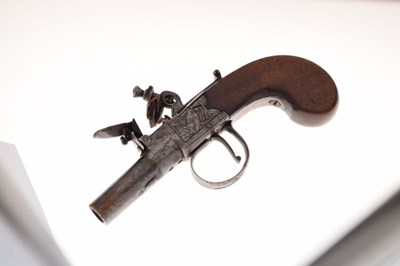 Lot 332 - Early 19th Century small-bore flintlock boxlock muff pistol by Eadon, Lancaster