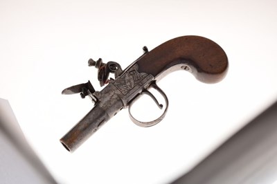 Lot 332 - Early 19th Century small-bore flintlock boxlock muff pistol by Eadon, Lancaster