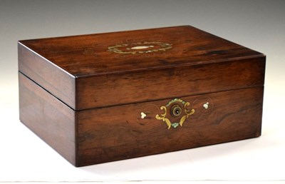 Lot 366 - Victorian inlaid rosewood toiletry box