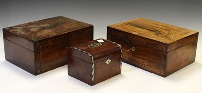 Lot 537 - 19th Century tea caddy, and two rosewood boxes