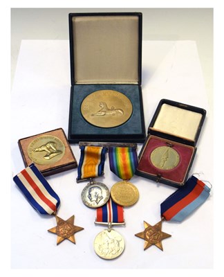 Lot 312 - First & Second World War medals, with cased medallions