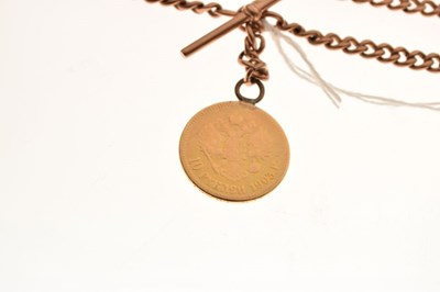 Lot 81 - 9ct gold watch chain attached a 1903 coin