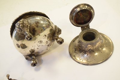 Lot 126 - Quantity of silver salts, capstan inkwell, etc