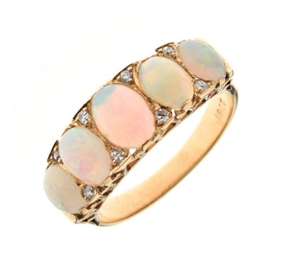 Lot 39 - Five stone opal ring, stamped ‘18ct’