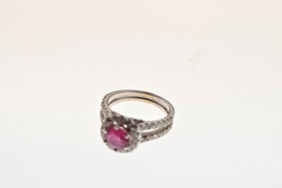 Lot 27 - Ruby and diamond cluster ring