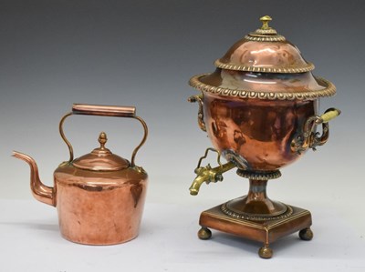 Lot 508 - Copper tea urn or samovar and kettle (2)