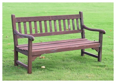 Lot 558 - Teak seater garden seat