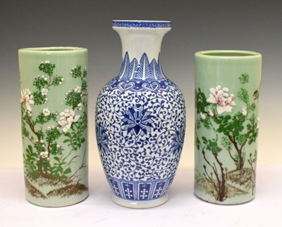 Lot 437 - Pair of Chinese vases and one other