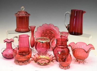 Lot 496 - Victorian and later cranberry glass