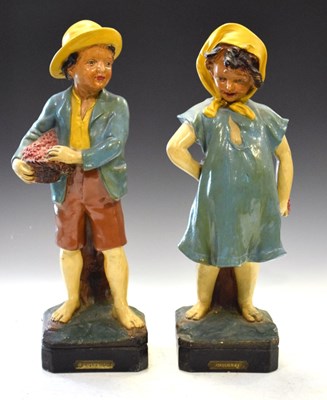 Lot 418 - Pair of plaster figures